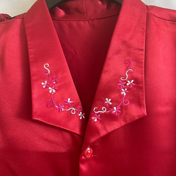 Custom made silk pajama S  cranberry red - Picture 6 of 11